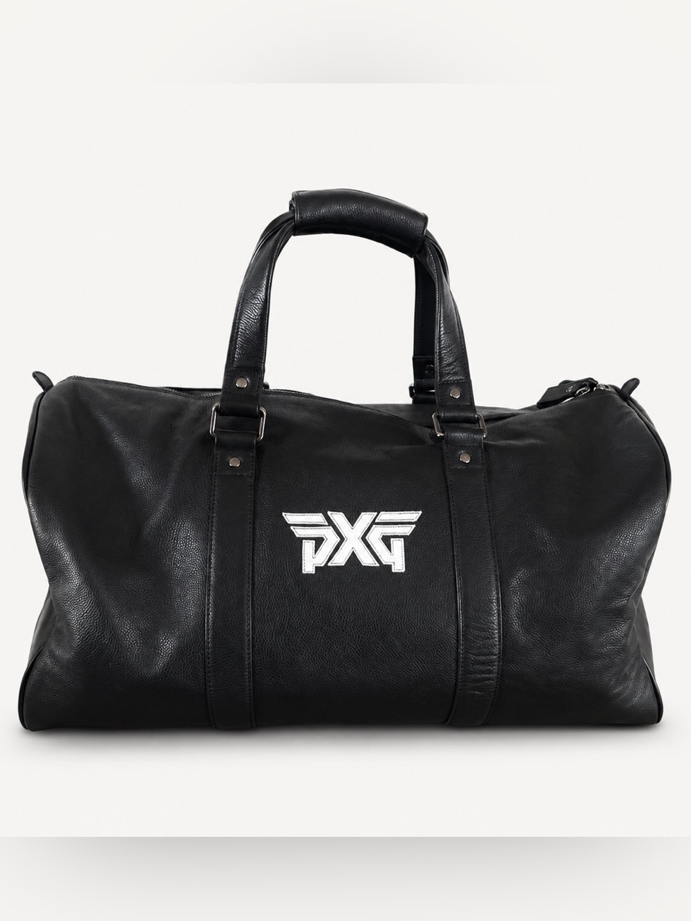 PXG Black Pebbled Leather Duffel Weekender Bag